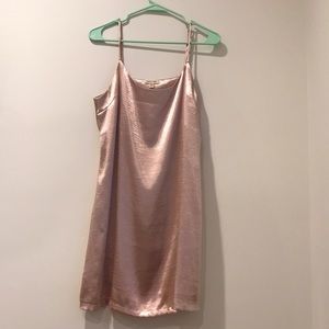 metallic baby pink tank top dress